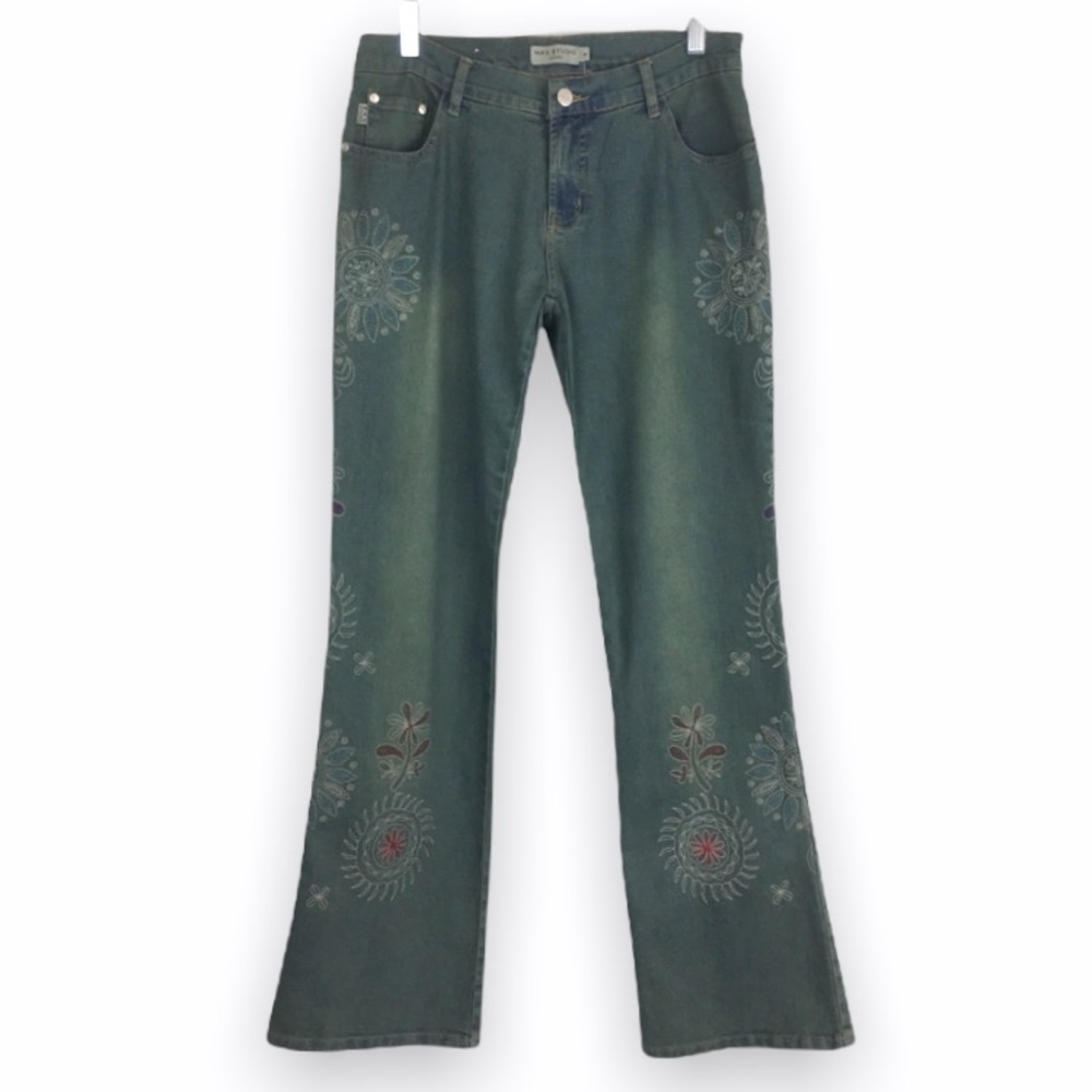 NEW $148 Max Studio Womens Size‎ 8 Embroidered Boho Hippie Embellished Jeans